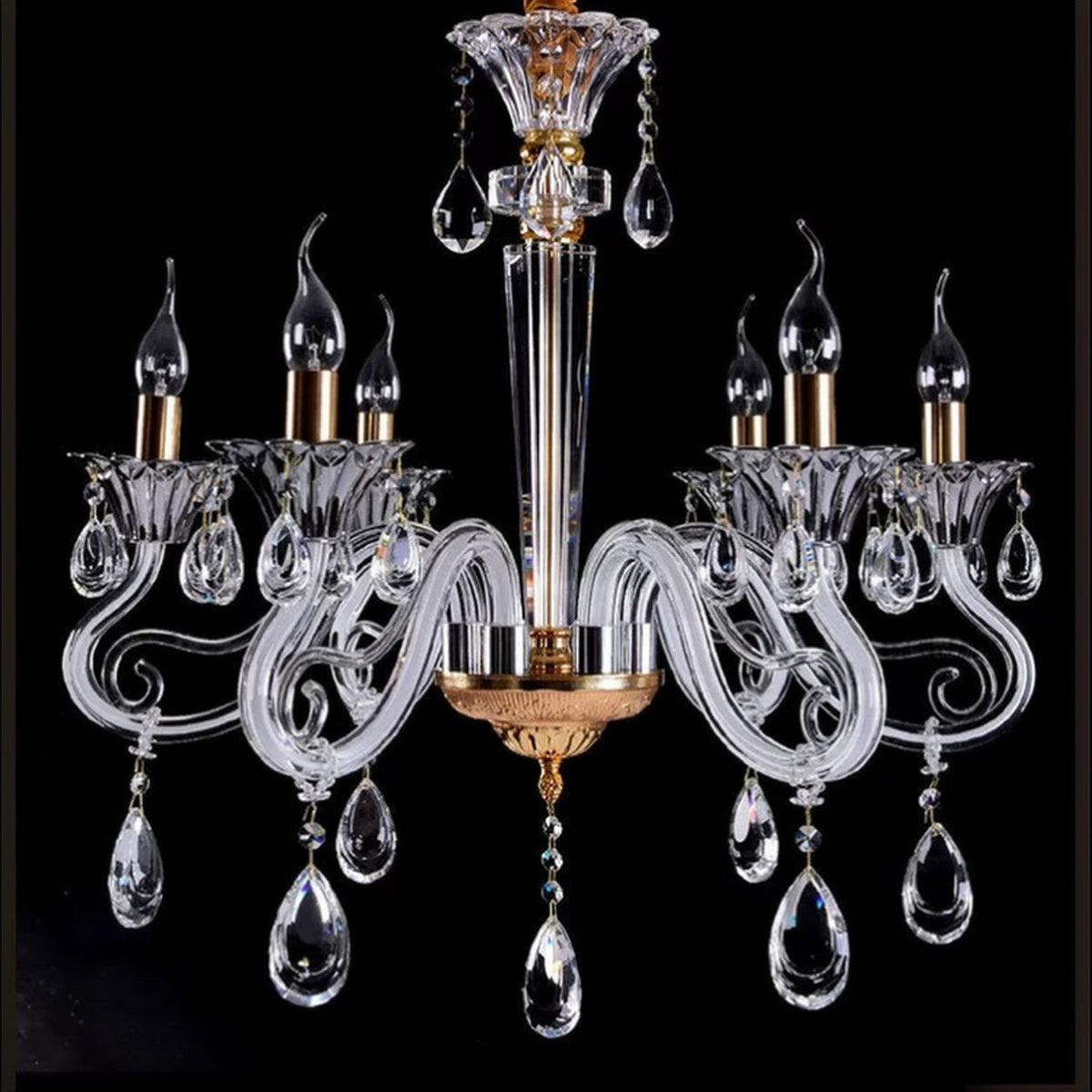 AM0759 — European Candle Crystal Chandelier for Retail Spaces & Gym Spaces