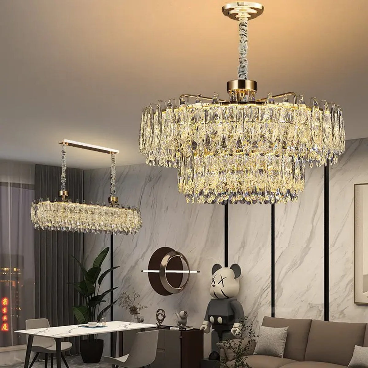 AM0560 — Postmodern Round K9 Crystal Chandelier for Living & Dining Rooms