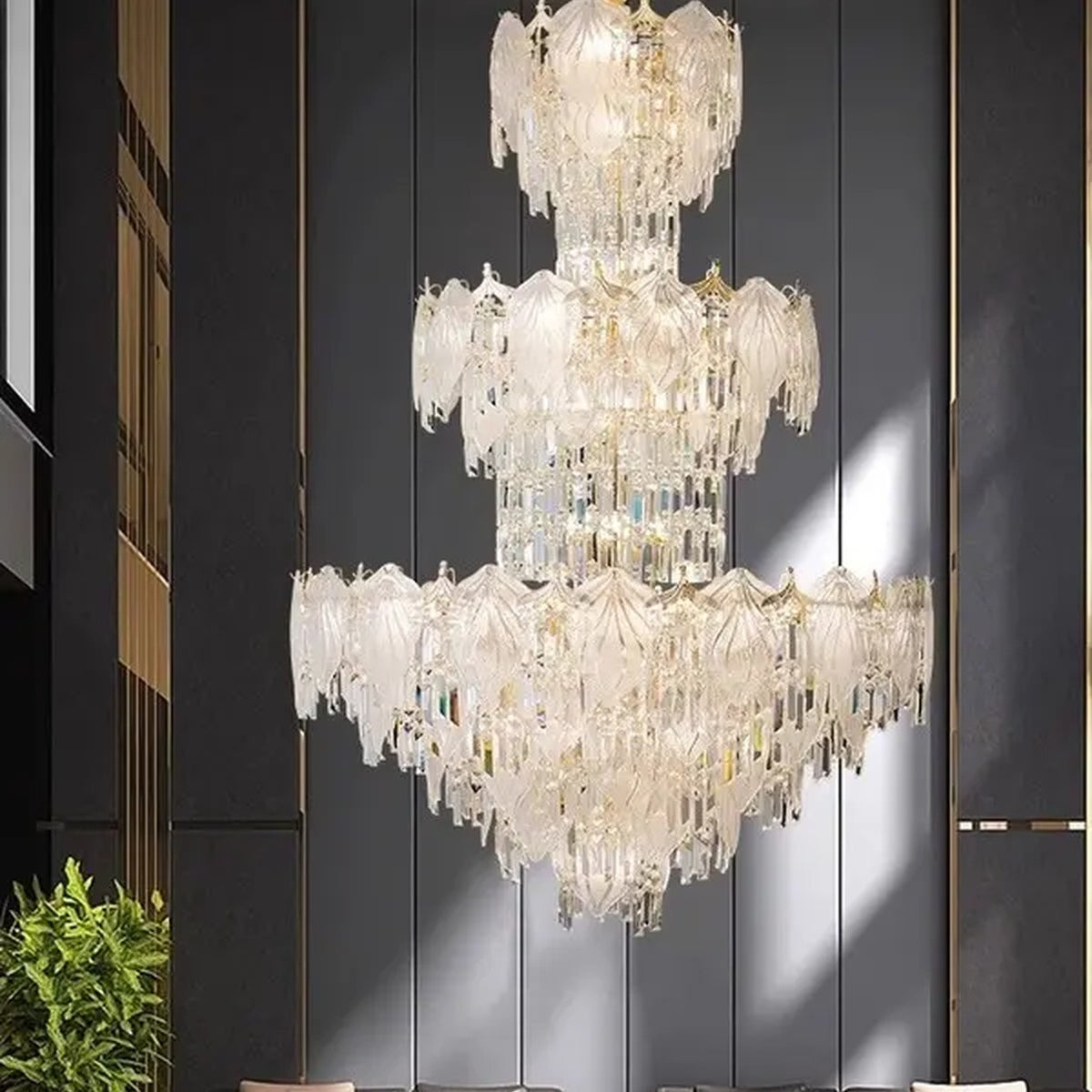 AM0535 — Light Luxury Linear Crystal Chandelier for Living Rooms