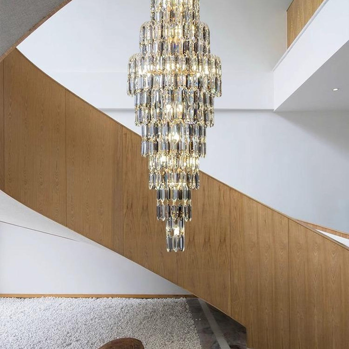AM0701 — Minimalist Spiral Staircase Crystal Chandelier for Living Rooms