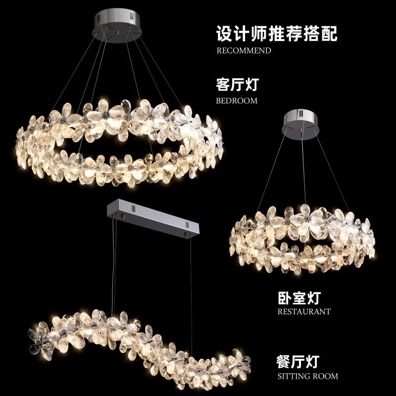 AM0048 · Modern Minimalist Petal Crystal Chandelier for Living Spaces · 5 Configurations — AM0048, view 6