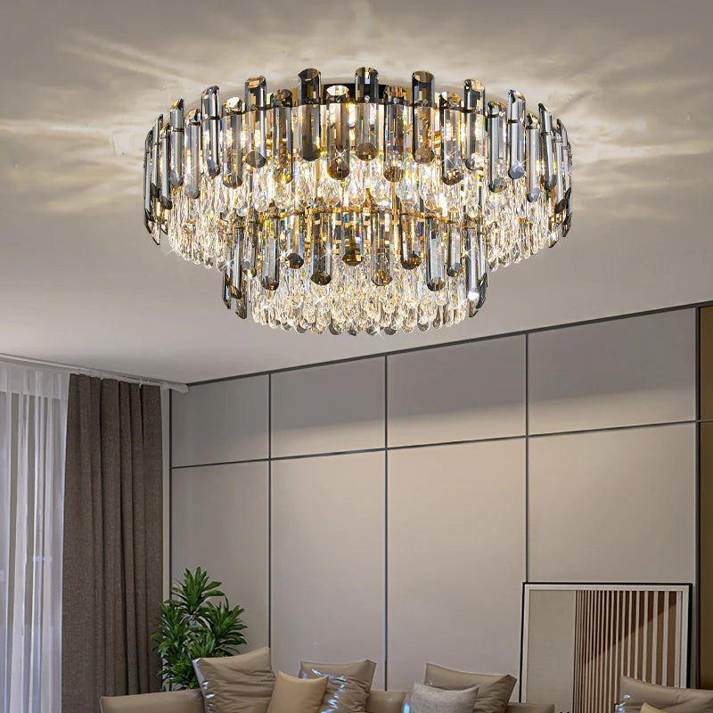 AM0127 · Modern Minimalist Round Crystal Flush Mount Ceiling Light for Bedrooms — AM0127, view 6