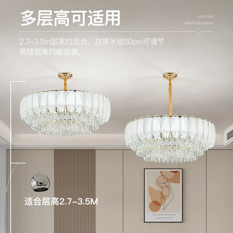 AM0064 · Modern Minimalist Cream-Tone Crystal Chandelier for Living Spaces — AM0064, view 5