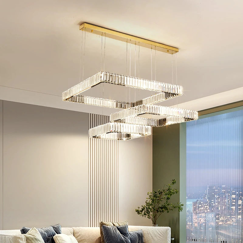 AM0086 · Modern Minimalist Tiered Composition Crystal Chandelier for Living Spaces — AM0086, view 6