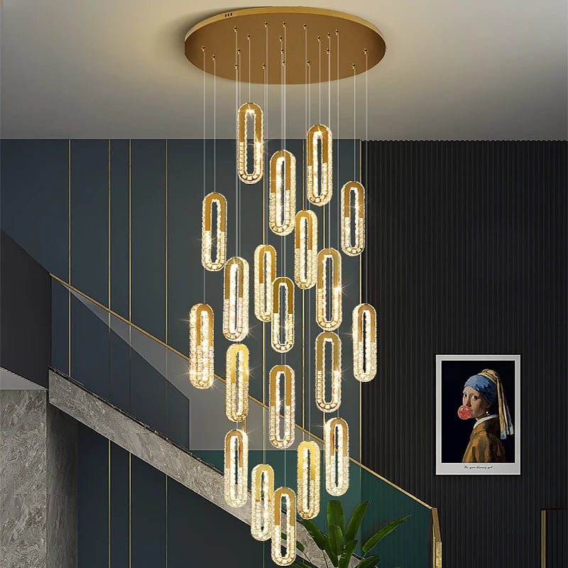 AM0102 · Modern Minimalist Stairwell Extended-Drop Crystal Chandelier — AM0102, view 6