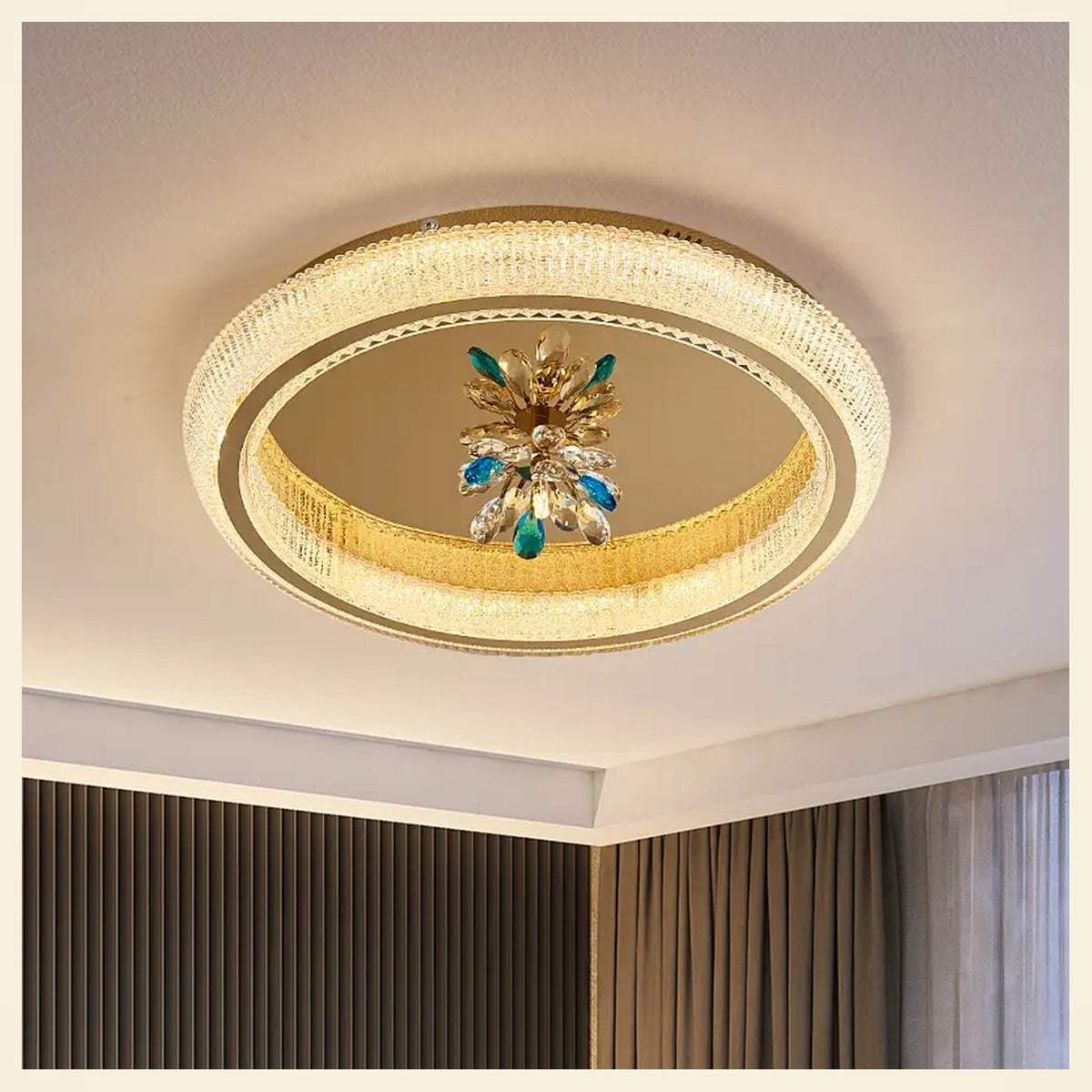 AM0468 — Luxury Round Crystal Ceiling Light for Bedrooms