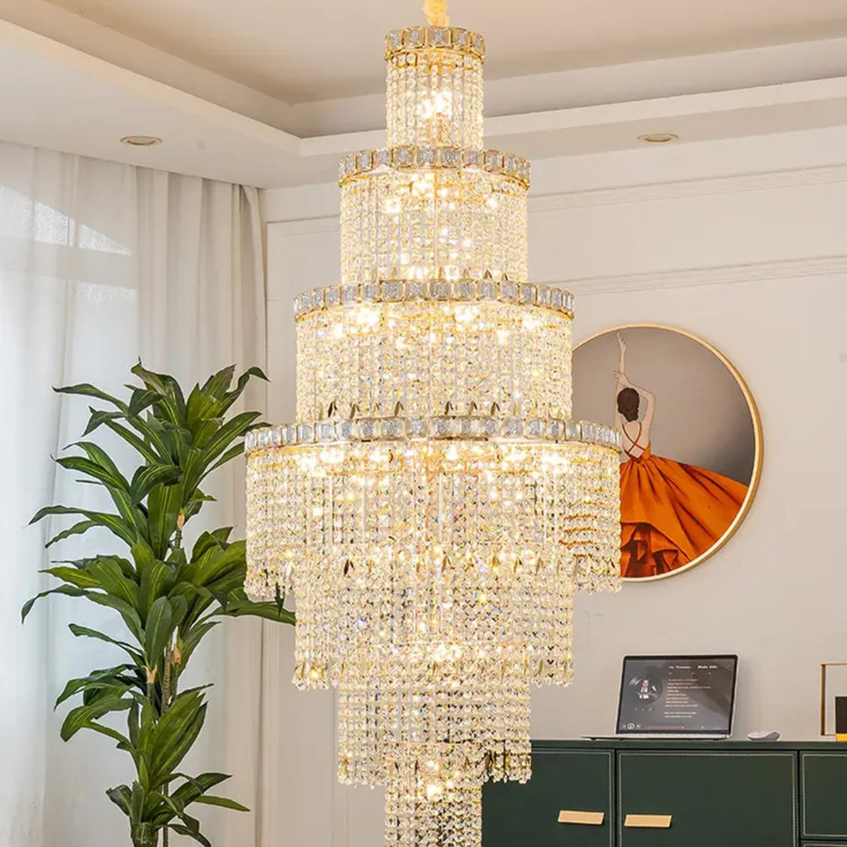 AM0609 — Postmodern Spiral Staircase Crystal Chandelier for Stairwells
