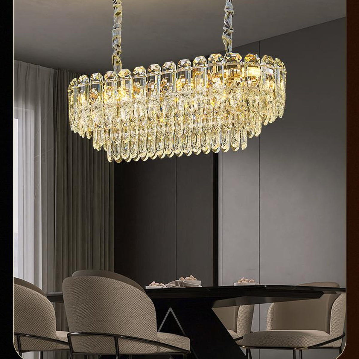 AM0476 — Postmodern Landscape Crystal Chandelier for Living & Dining Rooms