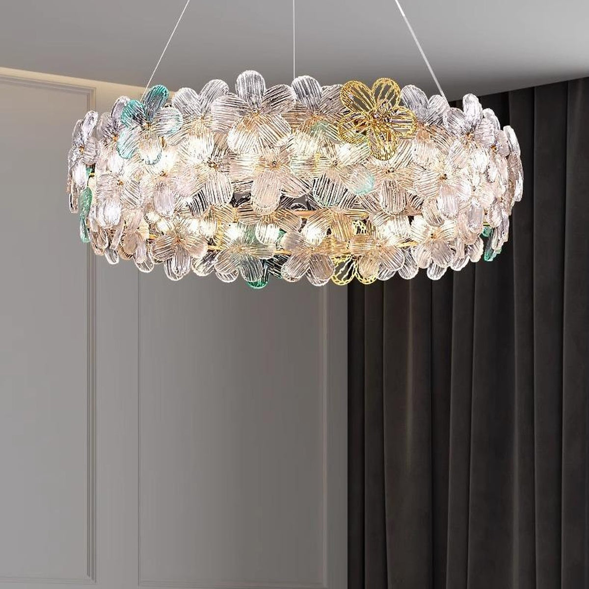 AM0662 — Light Luxury Floral Crystal Chandelier for Living Rooms