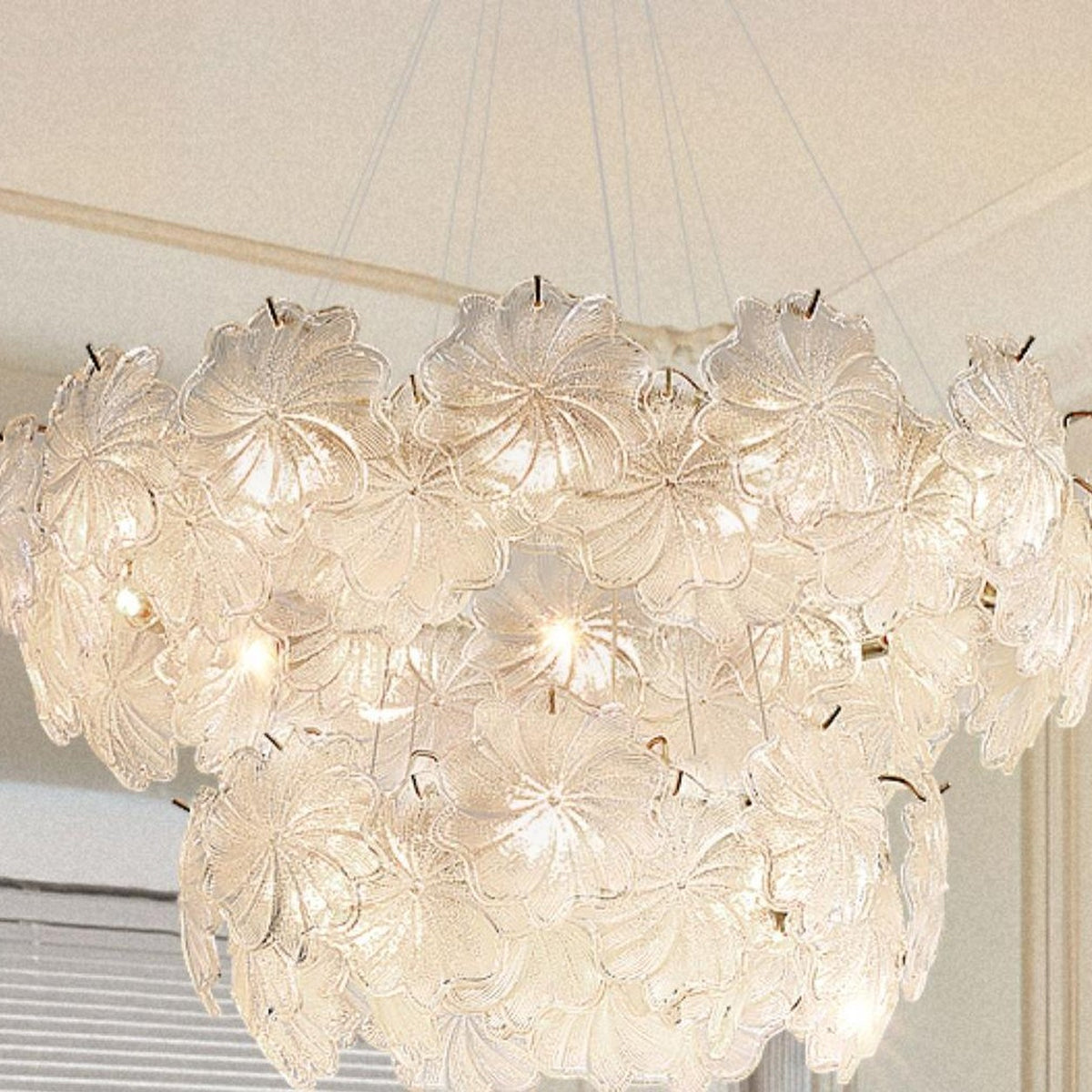 AM0568 — French Floral Glass Chandelier for Living Rooms