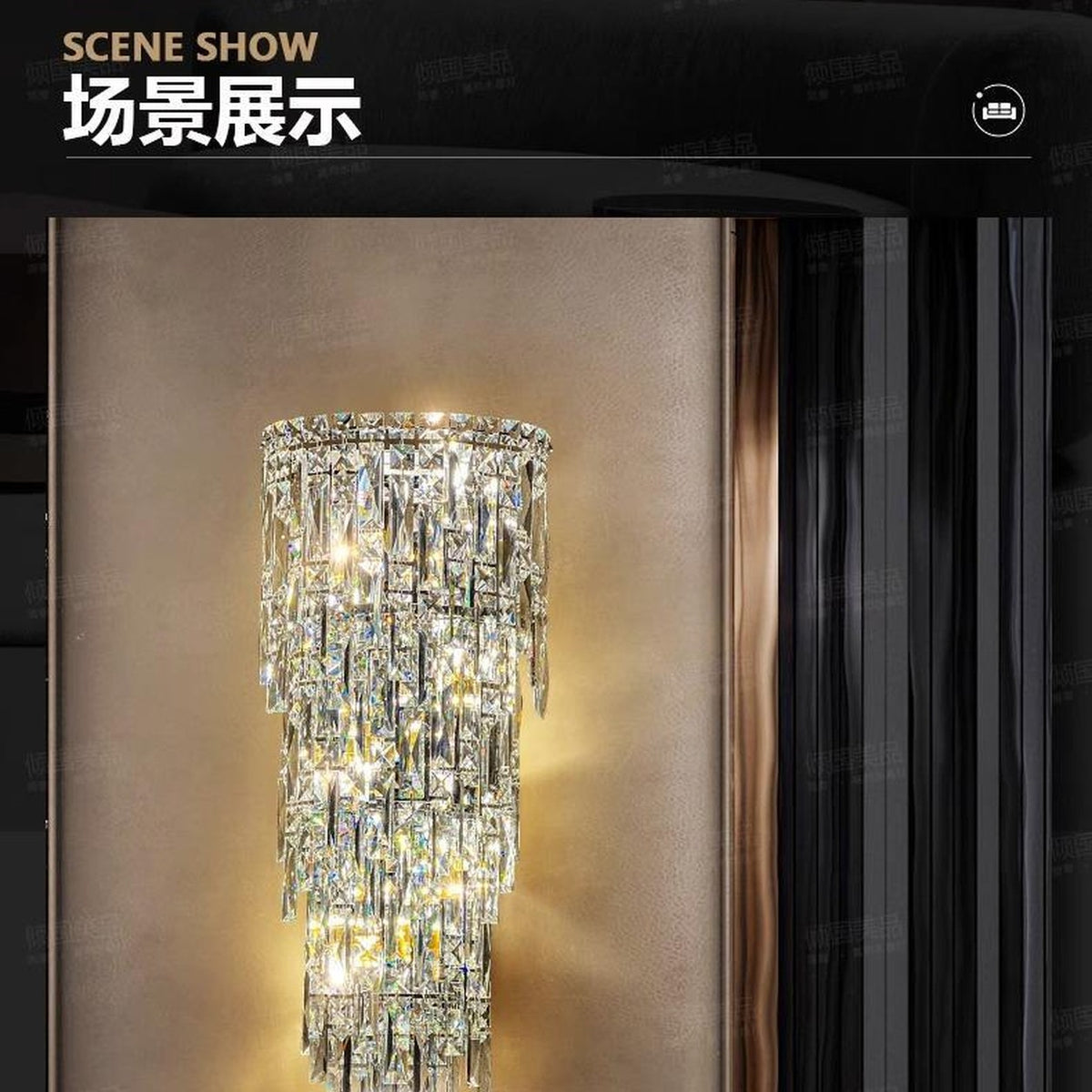 AM0480 — Light Luxury Stairwell Crystal Wall Light for Living Rooms