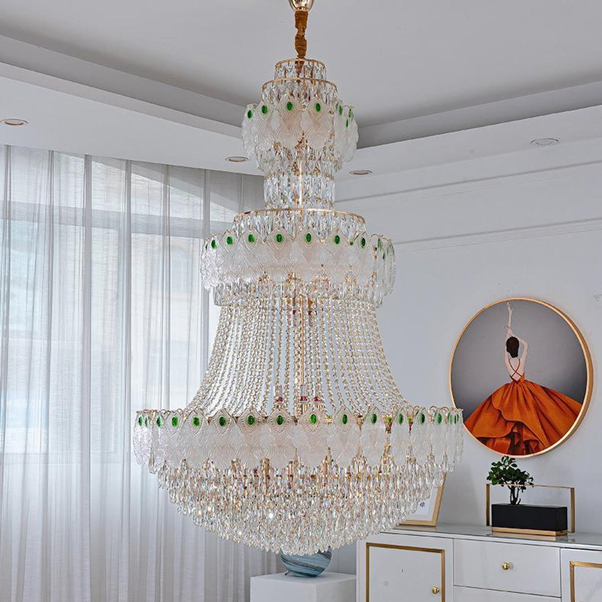 AM0573 — Light Luxury Stairwell Crystal Chandelier for Living Rooms