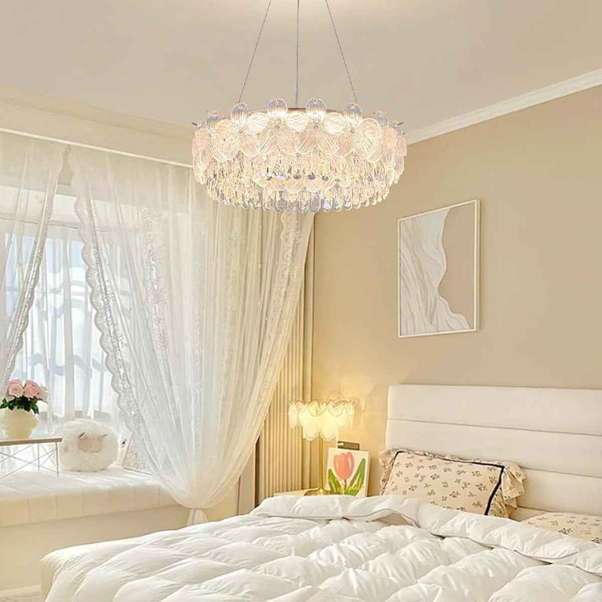 AM0644 — Light Luxury Floral Crystal Chandelier for Living Rooms