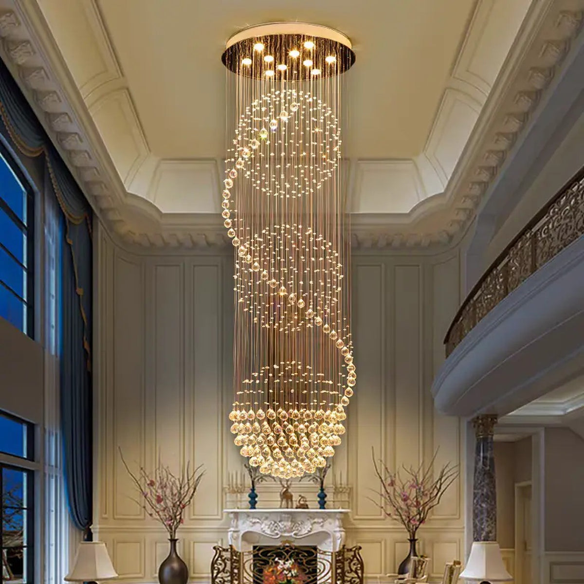 AM0525 — Modern Minimalist Stairwell Crystal Chandelier for Living Rooms