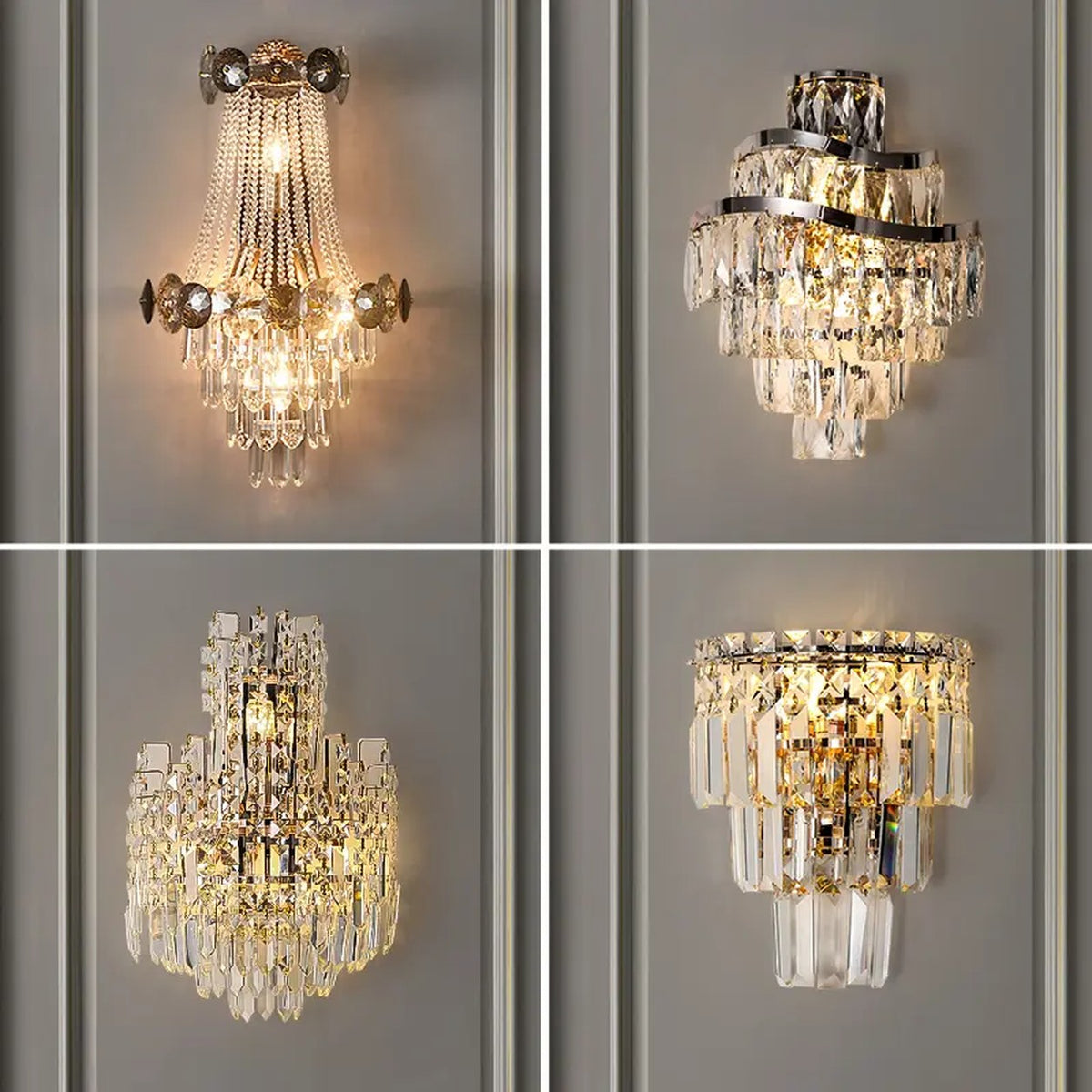 AM0482 — Postmodern Stairwell K9 Crystal Wall Light for Living Rooms