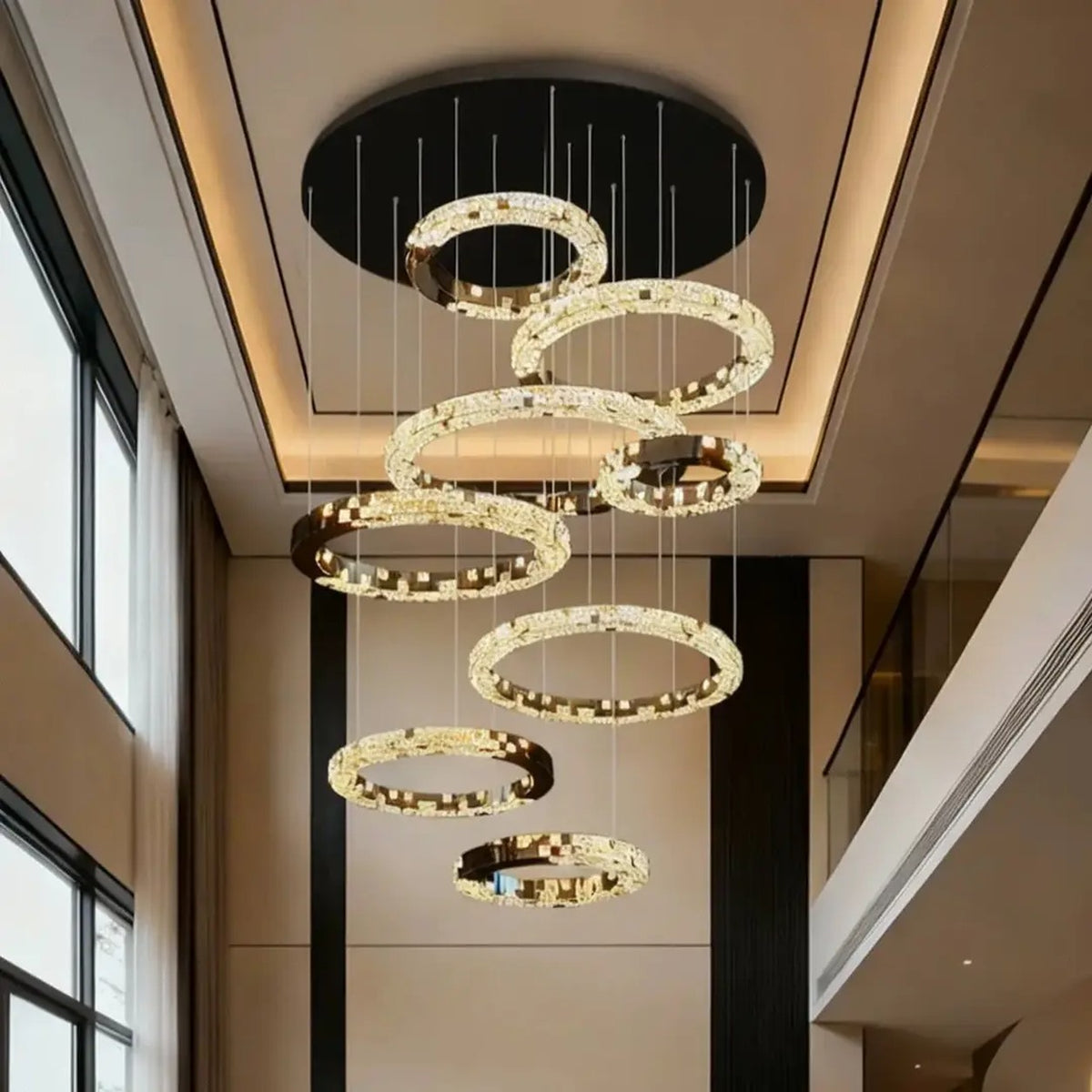 AM0664 — Light Luxury Stairwell Crystal Chandelier for Living Rooms