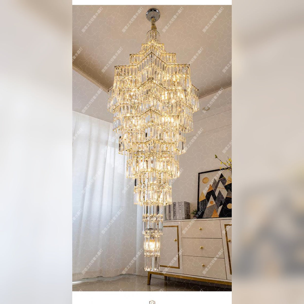 AM0526 — Postmodern Stairwell Crystal Chandelier for Living Rooms