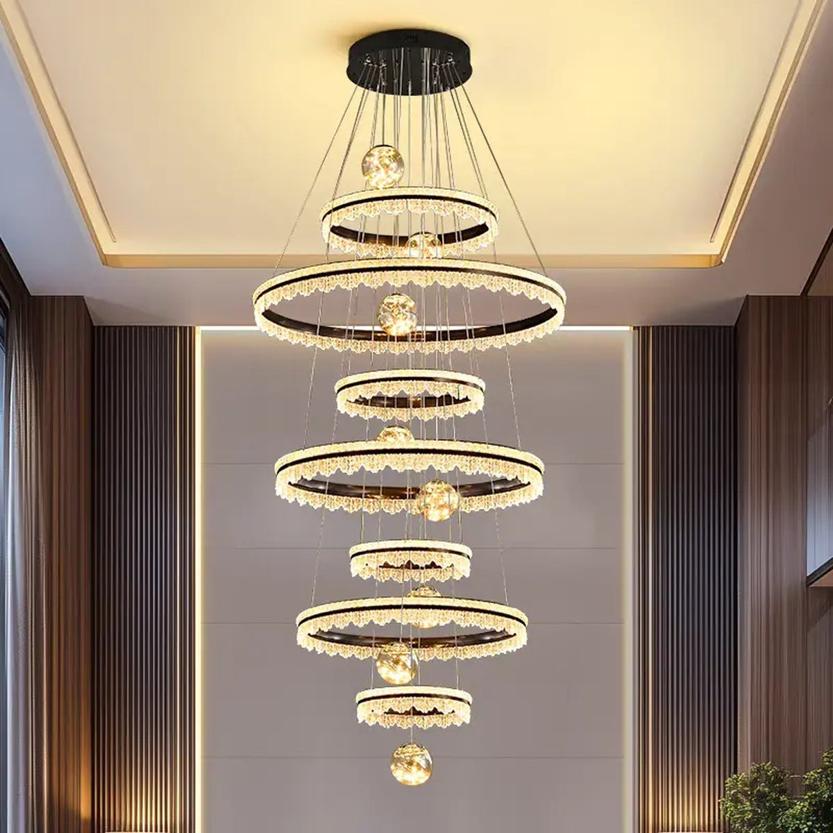 AM0634 — Light Luxury Stairwell Crystal Chandelier for Living Rooms