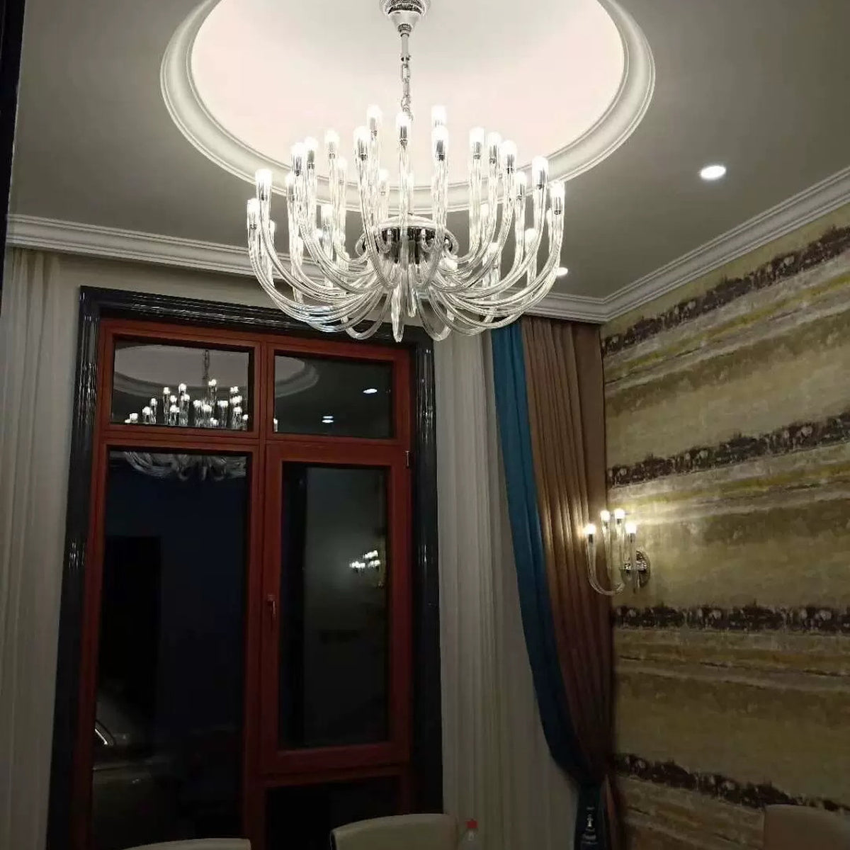 AM0829 — Postmodern Candle Crystal Glass Chandelier for Offices