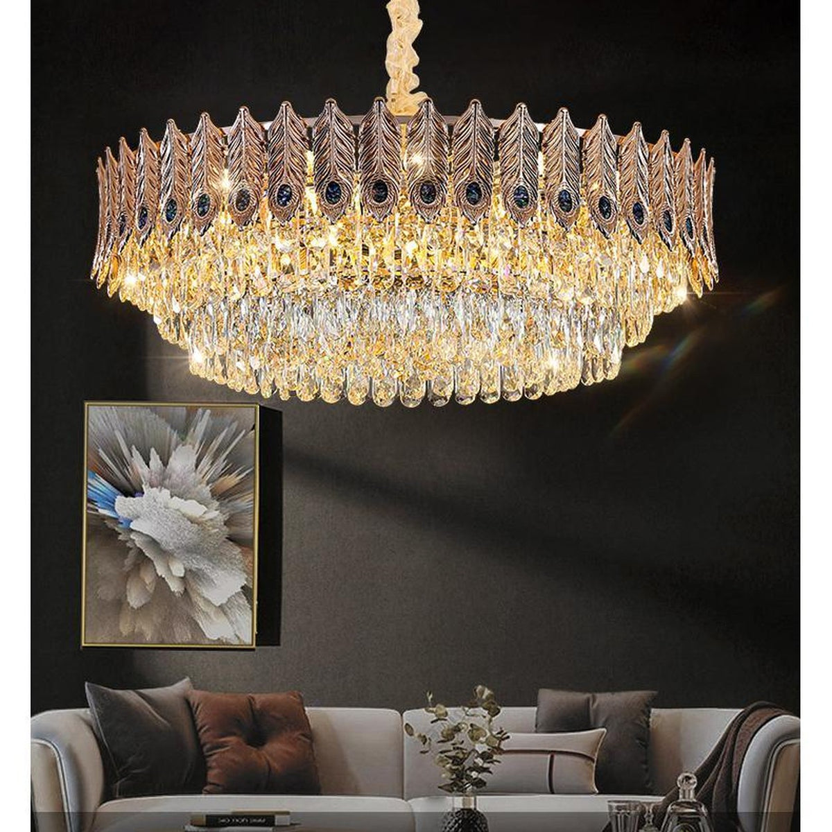 AM0579 — Postmodern Peacock Crystal Chandelier for Living Rooms