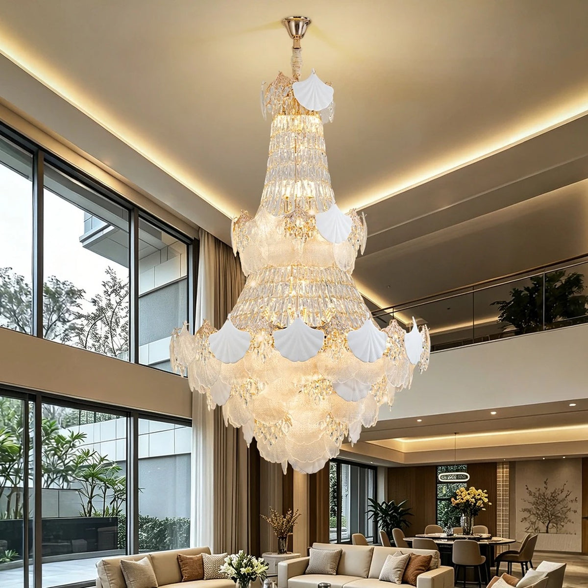 AM0544 — Light Luxury Ginkgo Leaf Crystal Chandelier for Living Rooms
