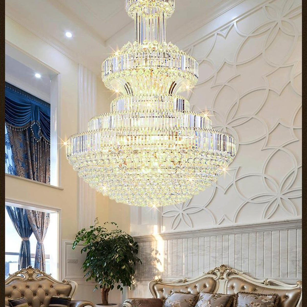 AM0477 — Light Luxury Stairwell Crystal Chandelier for Living Rooms