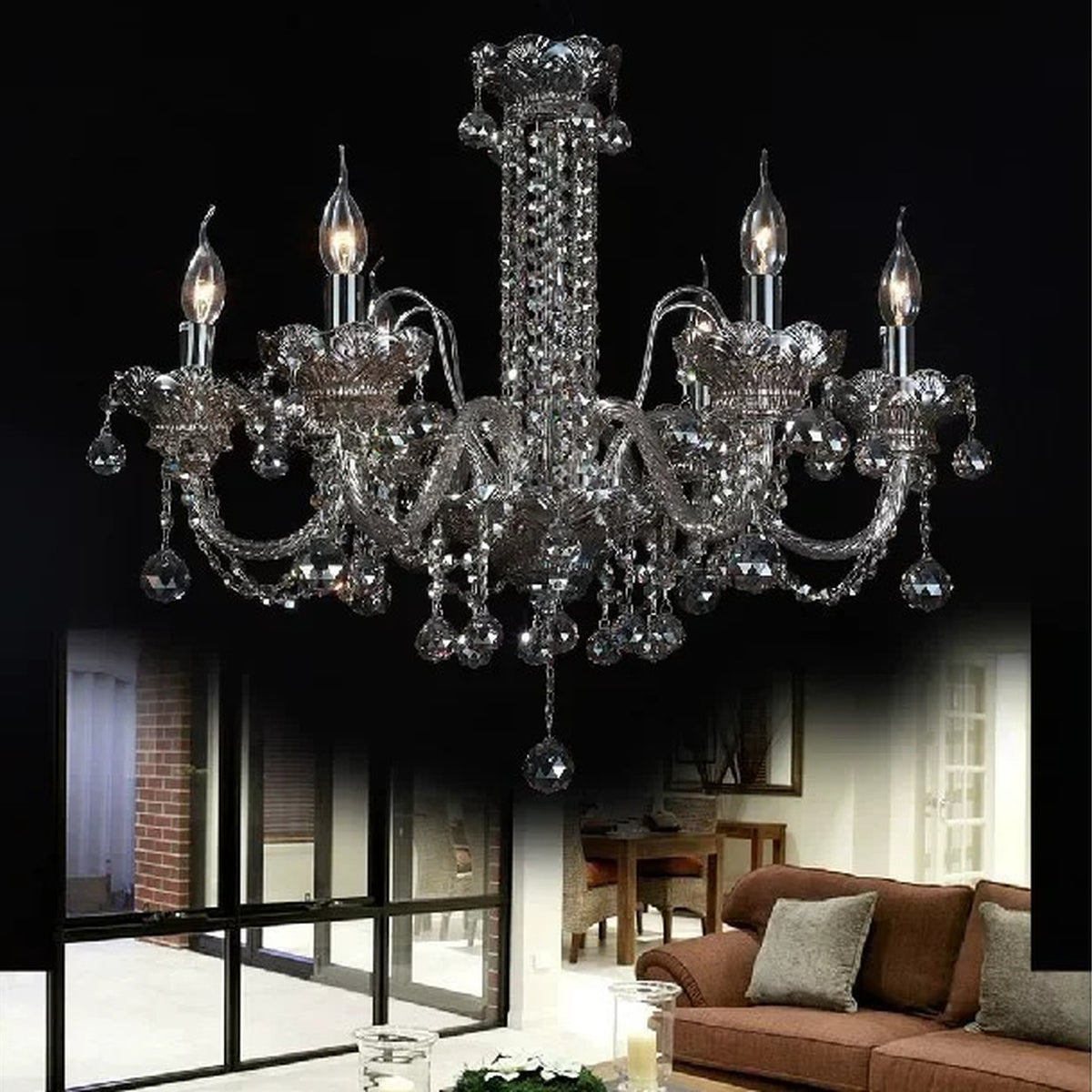 AM0792 — European Candle Crystal Iron Chandelier for Living Rooms