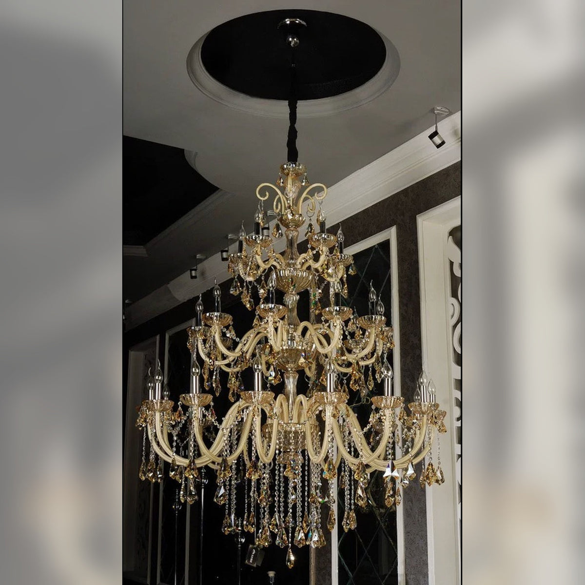 AM0730 — European Candle Duplex Metal Chandelier for Bar Spaces