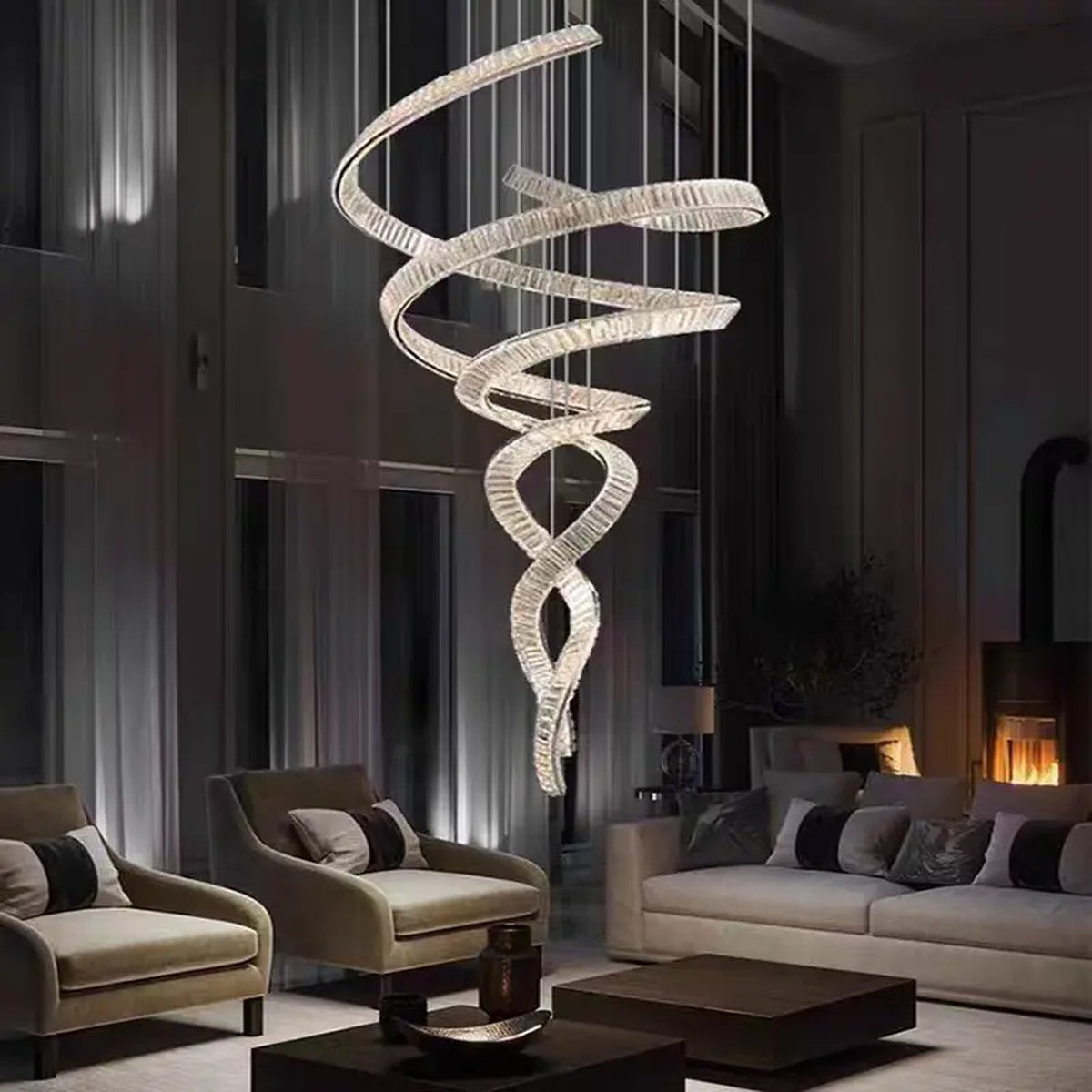AM0550 — Light Luxury Linear Crystal Chandelier for Living Rooms