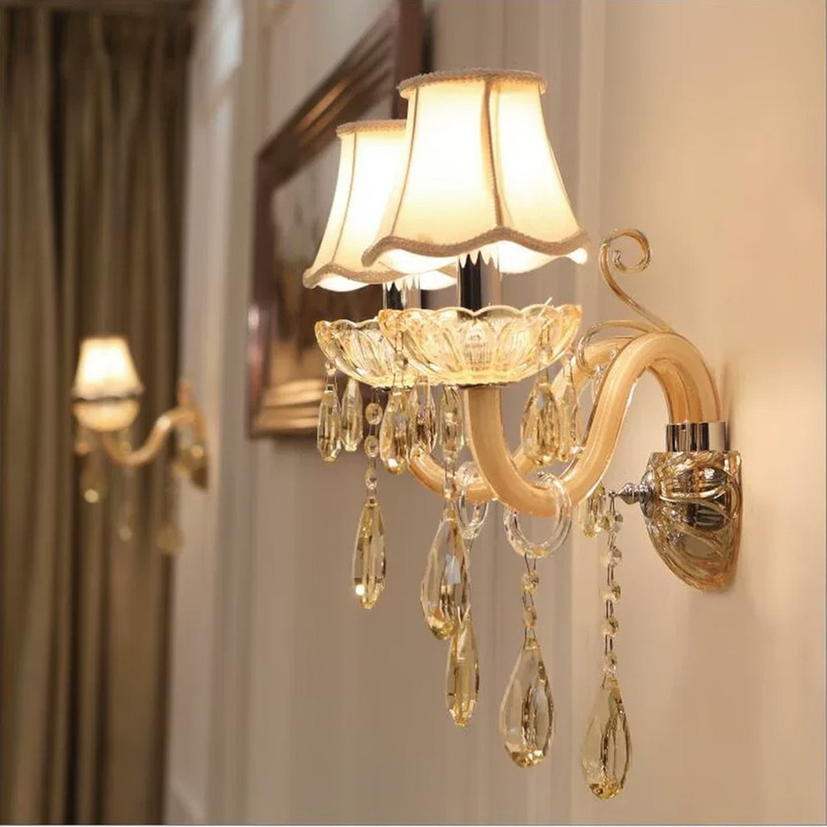 AM0796 — European Stairwell Crystal Wall Light for Living Rooms & Dining Rooms