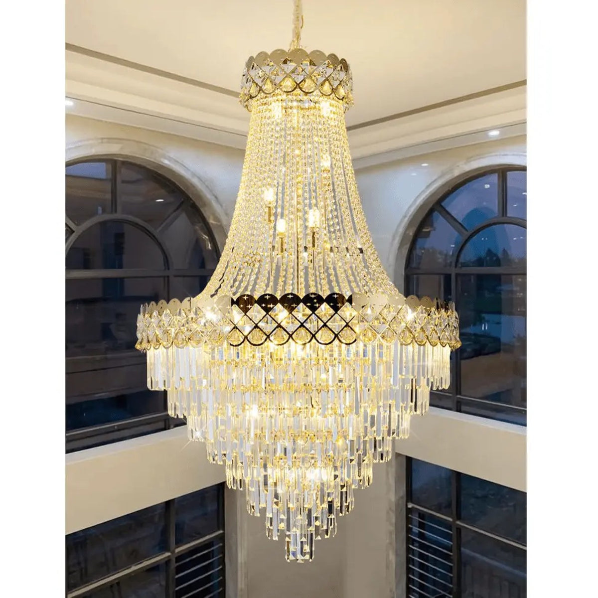AM0626 — Light Luxury Spiral Staircase Crystal Chandelier for Living Rooms