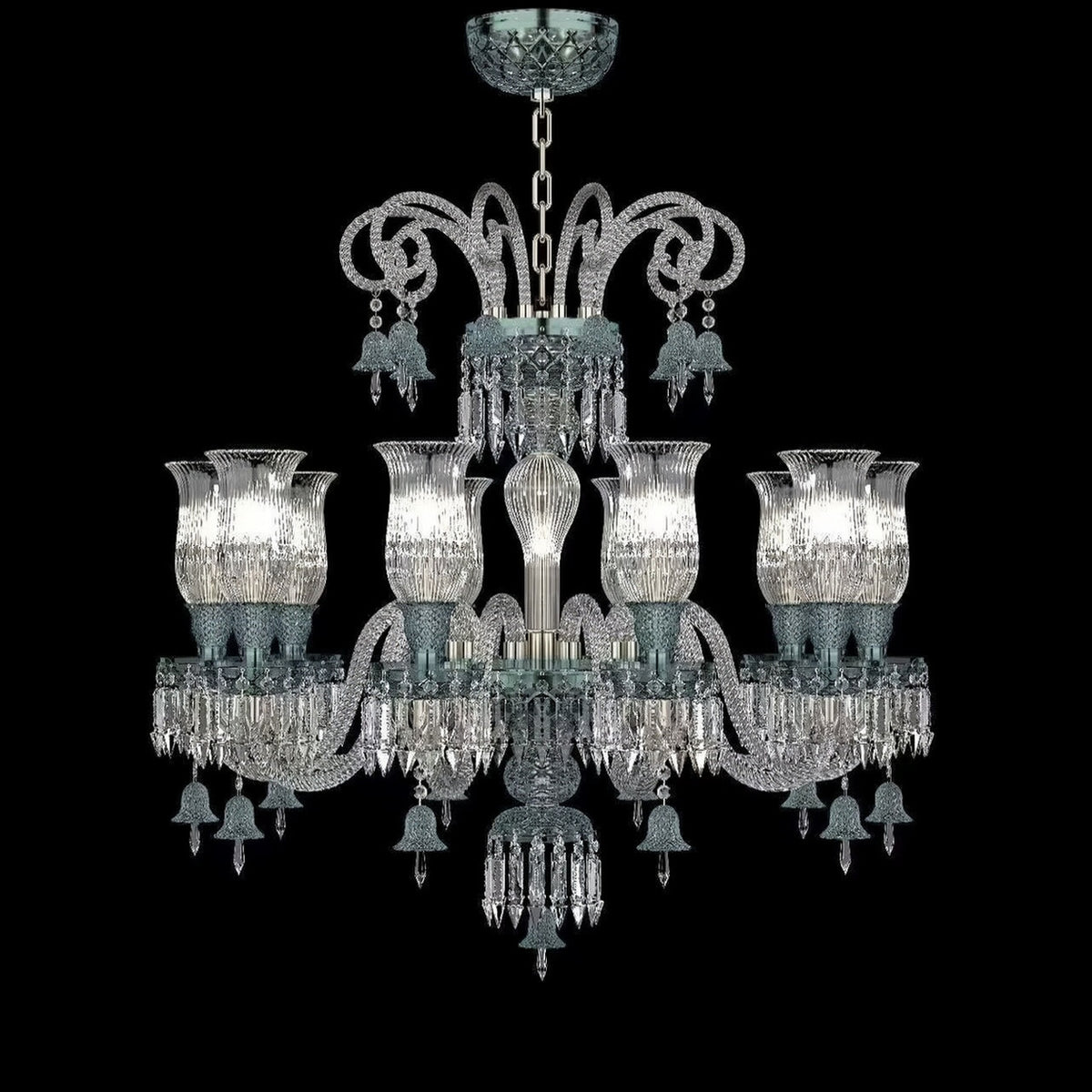 AM0853 — French Stairwell Duplex Glass Chandelier for Hotels & Ballrooms