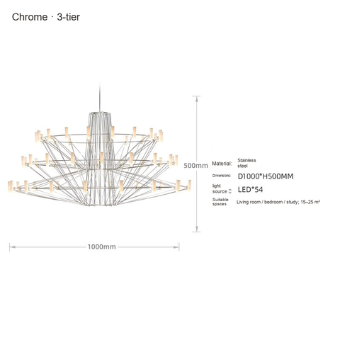 Chrome 3-tier 54 lights D100CM
