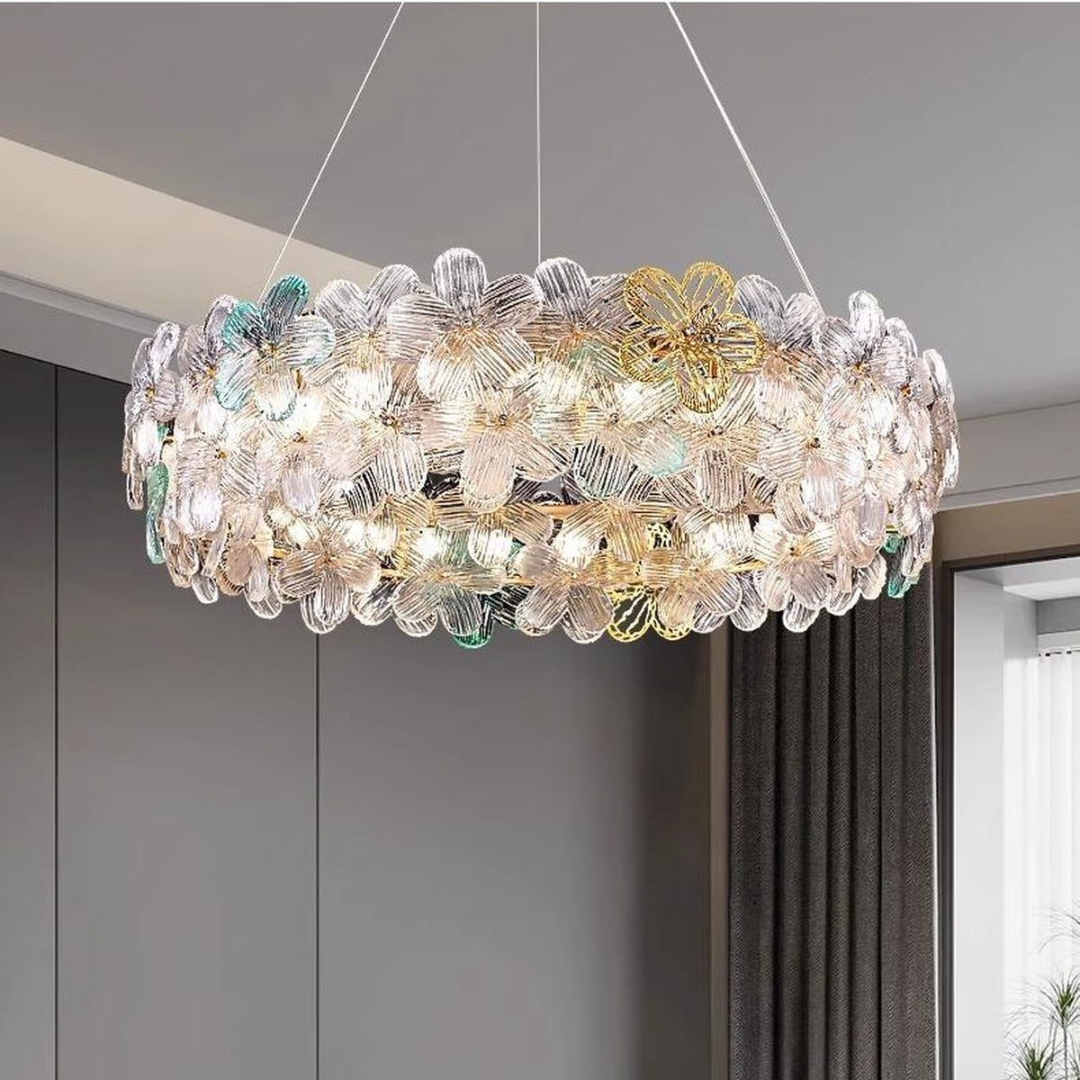 AM0662 — Light Luxury Floral Crystal Chandelier for Living Rooms