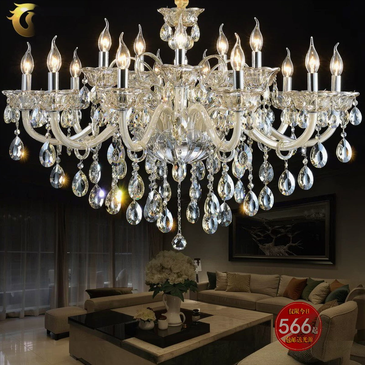 AM0826 — European Candle Crystal Chandelier for Dining Rooms