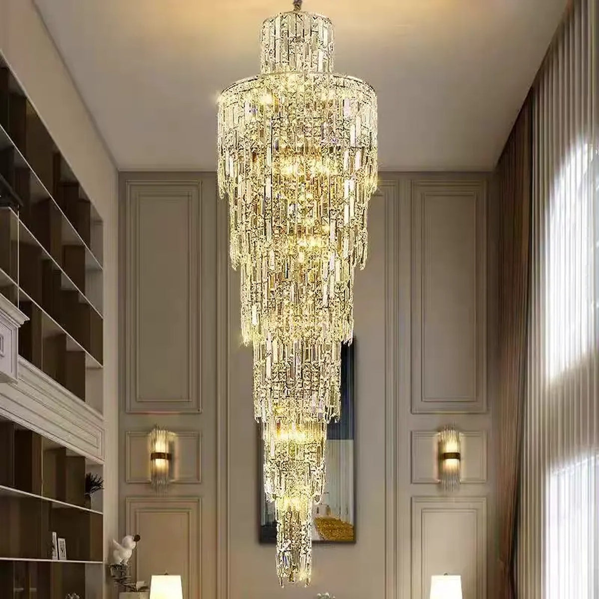 AM0502 — European Spiral Staircase Crystal Chandelier for Living Rooms