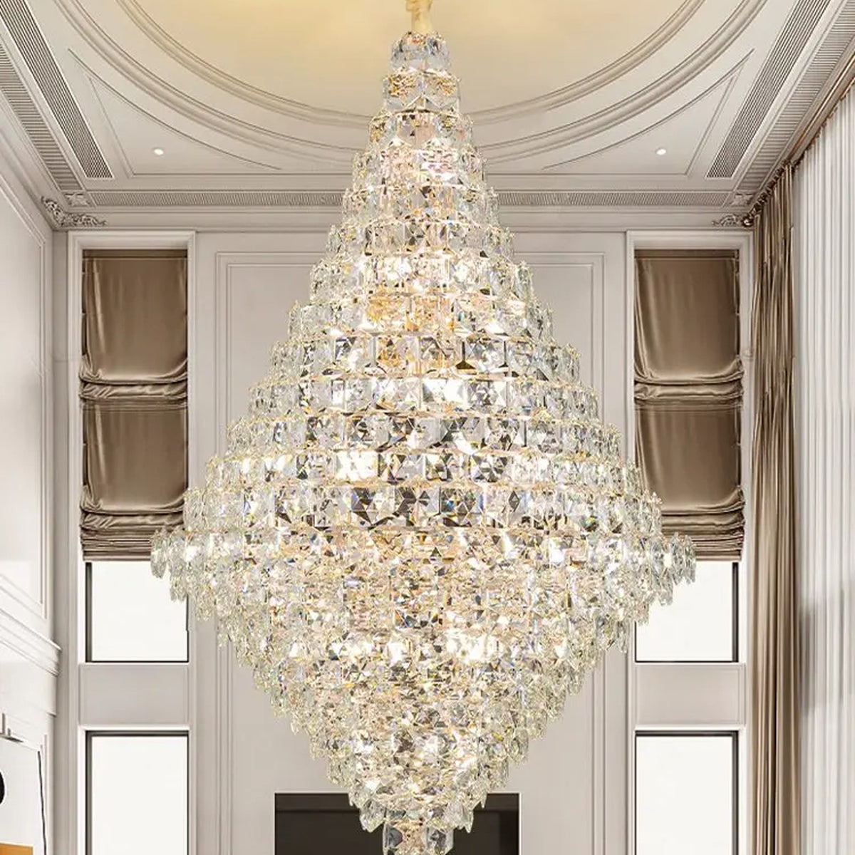 AM0554 — Light Luxury Spiral Staircase Crystal Chandelier for Living Rooms