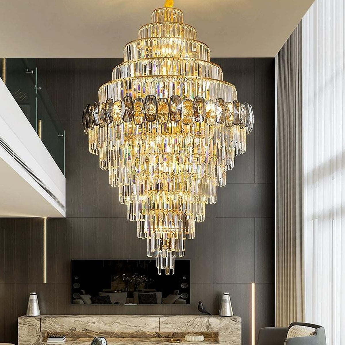 AM0555 — Light Luxury Stairwell Chandelier for Living Rooms