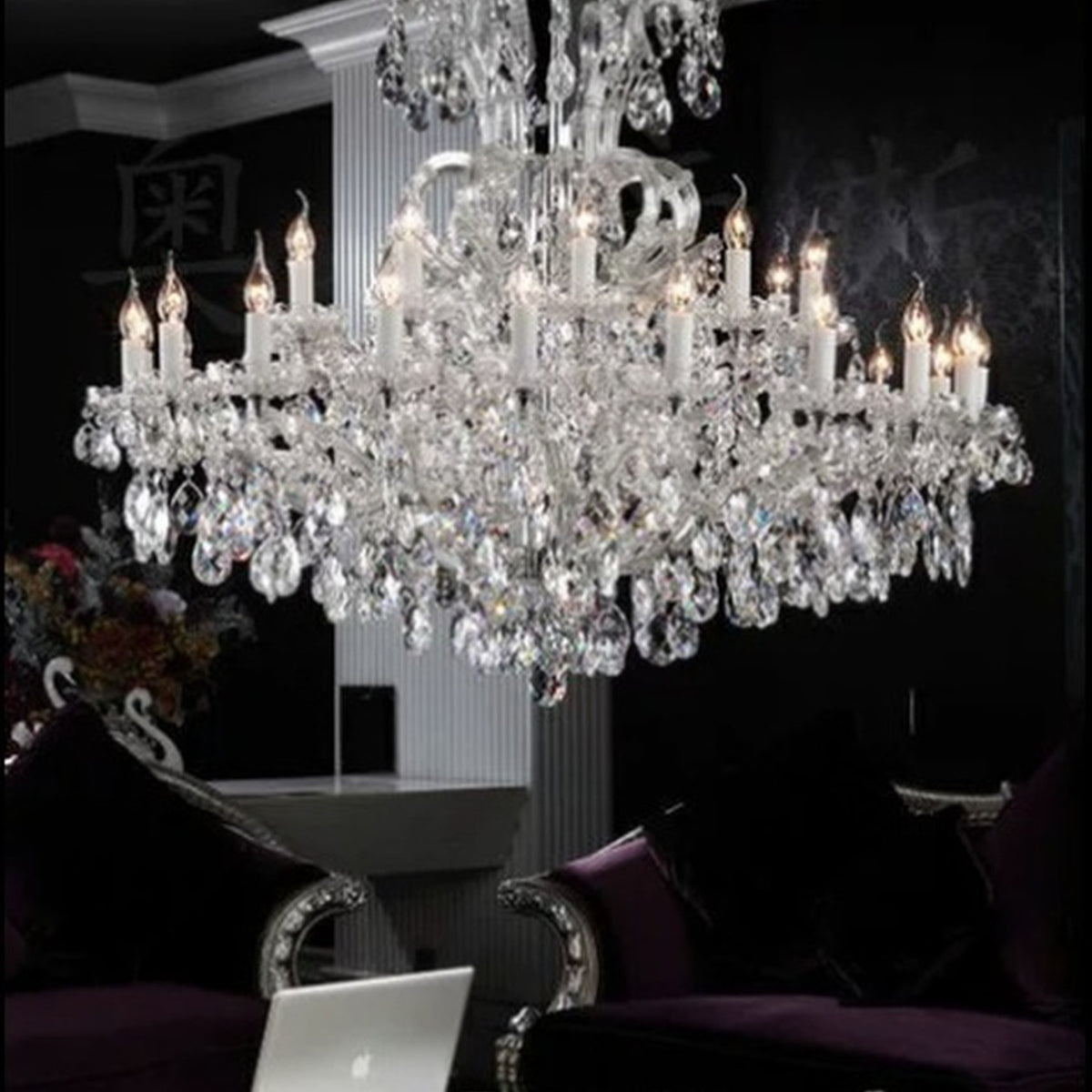 AM0773 — European Grand Hall Crystal Stainless Steel Chandelier for Living Rooms & Dining Rooms