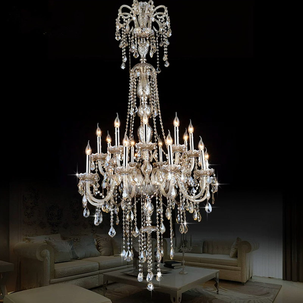 AM0780 — European Crystal Chandelier for Duplex Spaces & Stairwells