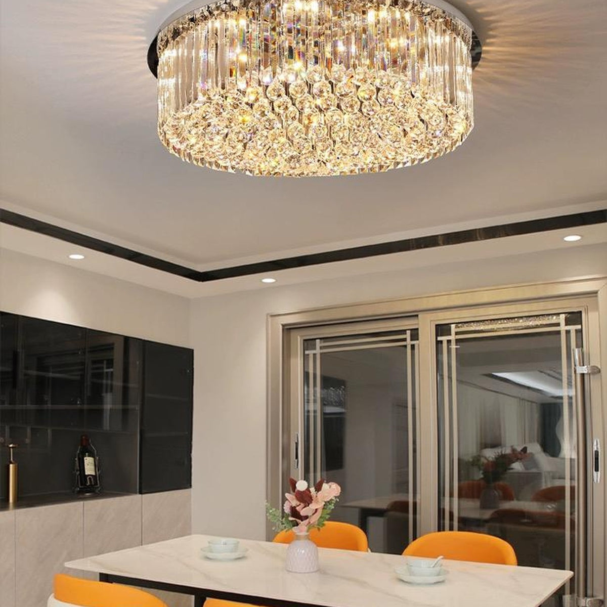 AM0518 — Light Luxury Square Crystal Ceiling Light for Living Rooms