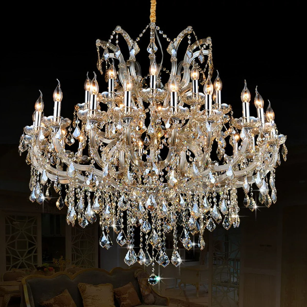 AM0823 — European Stairwell Duplex Crystal Chandelier for Retail Spaces & Gym Spaces