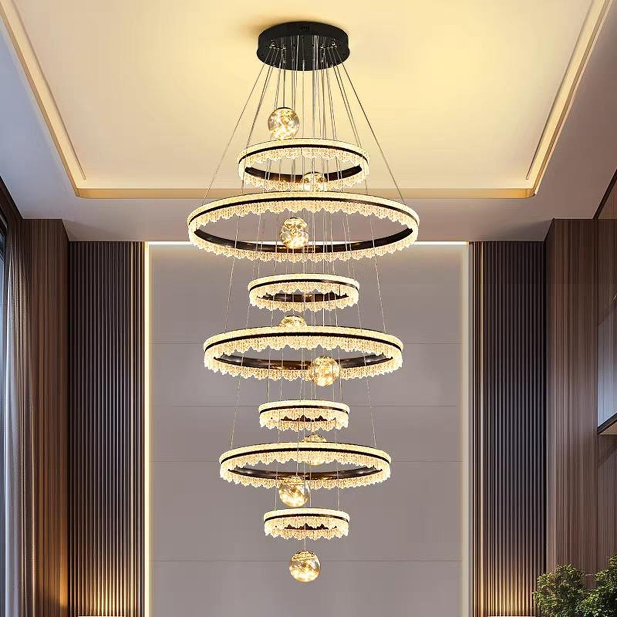 AM0634 — Light Luxury Stairwell Crystal Chandelier for Living Rooms