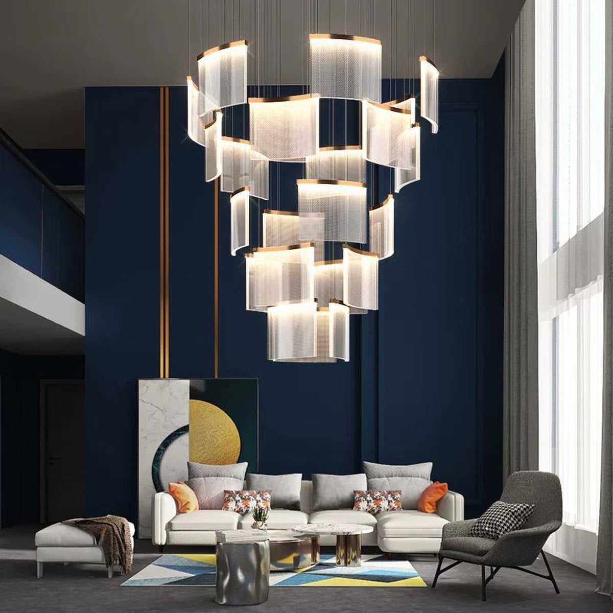 AM0635 — Modern Luxury Stairwell Acrylic Chandelier for Living Rooms