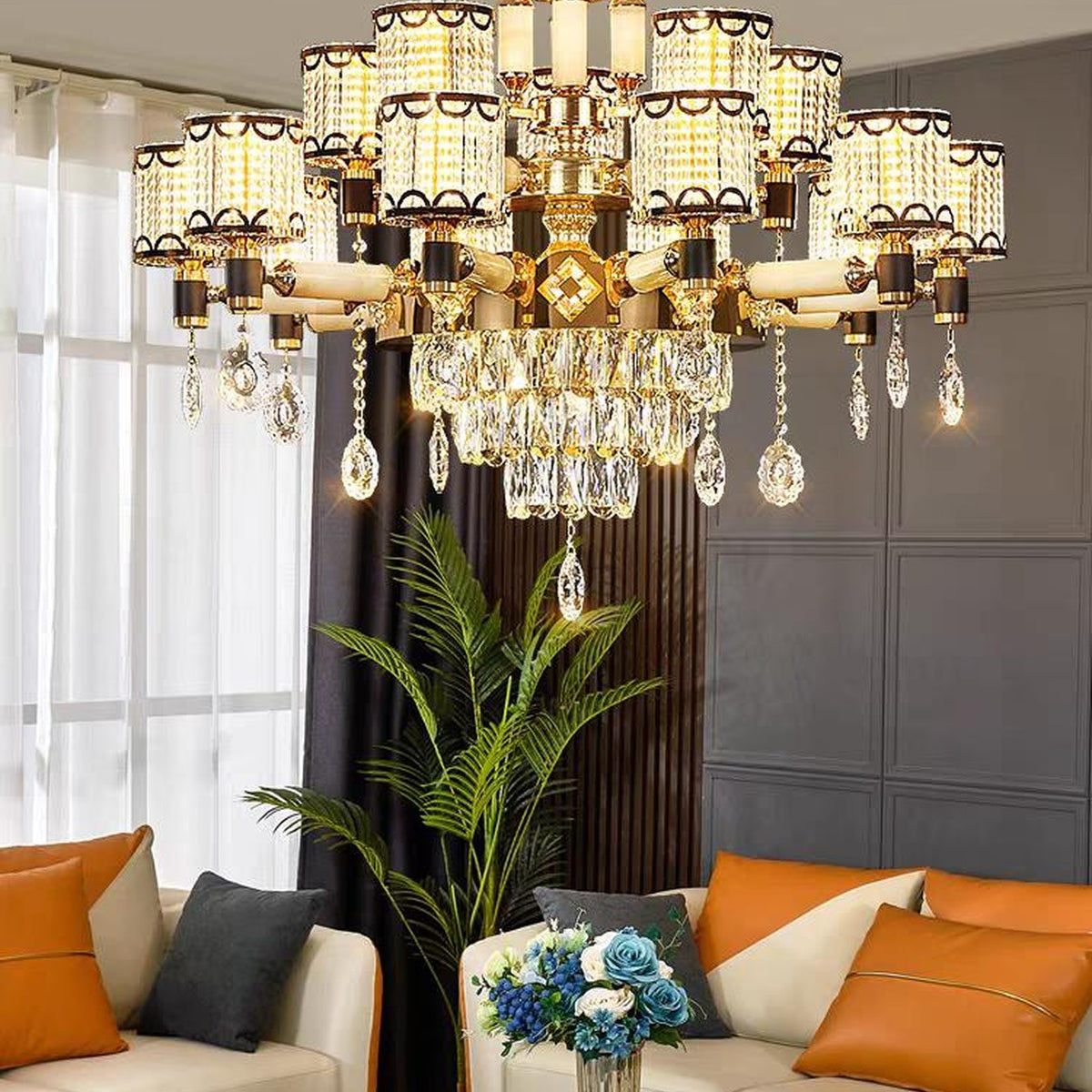 AM0601 — European Jade Crystal Chandelier for Living Rooms