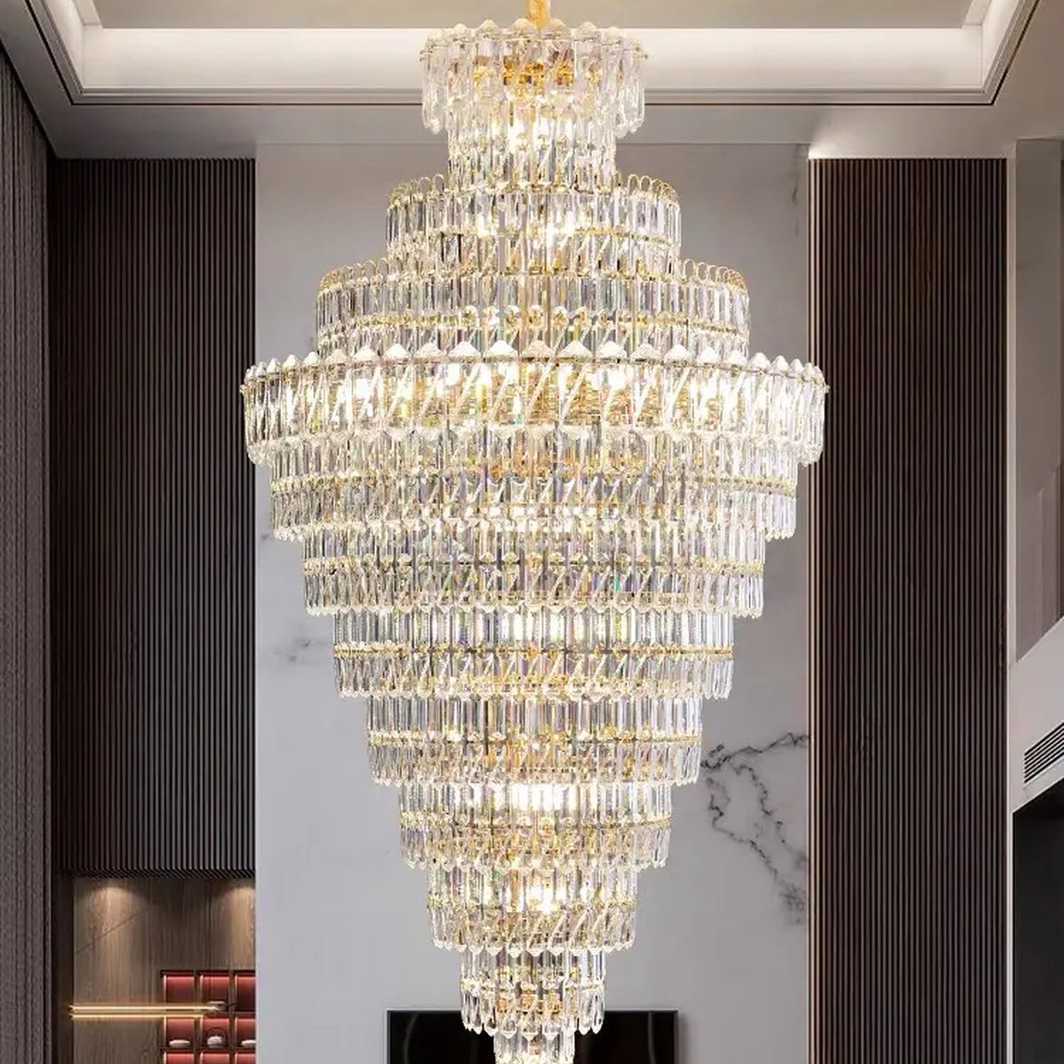 AM0584 — Light Luxury Stairwell Crystal Chandelier for Living Rooms