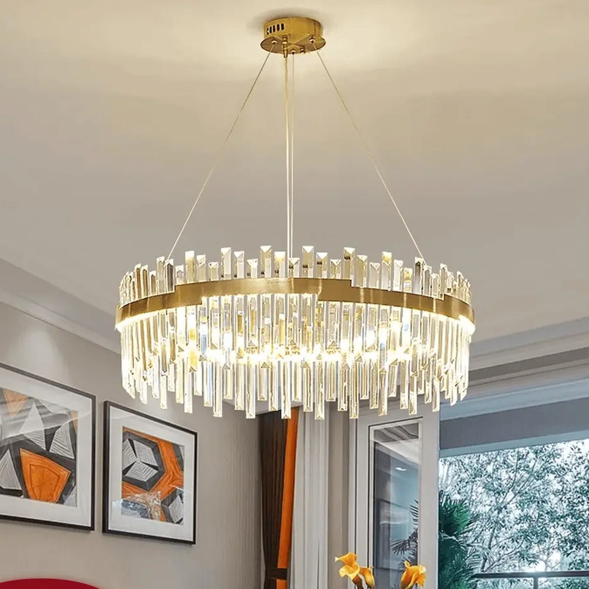 AM0571 — Modern Minimalist Round Crystal Chandelier for Living Rooms