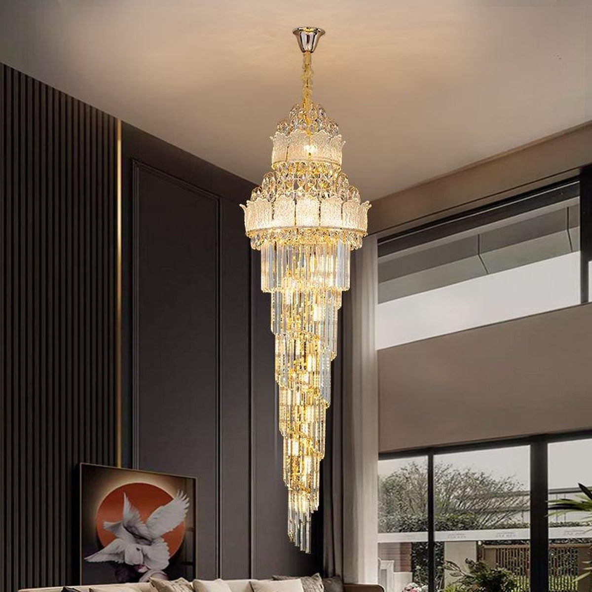 AM0658 — European Spiral Staircase Crystal Chandelier for Living Rooms