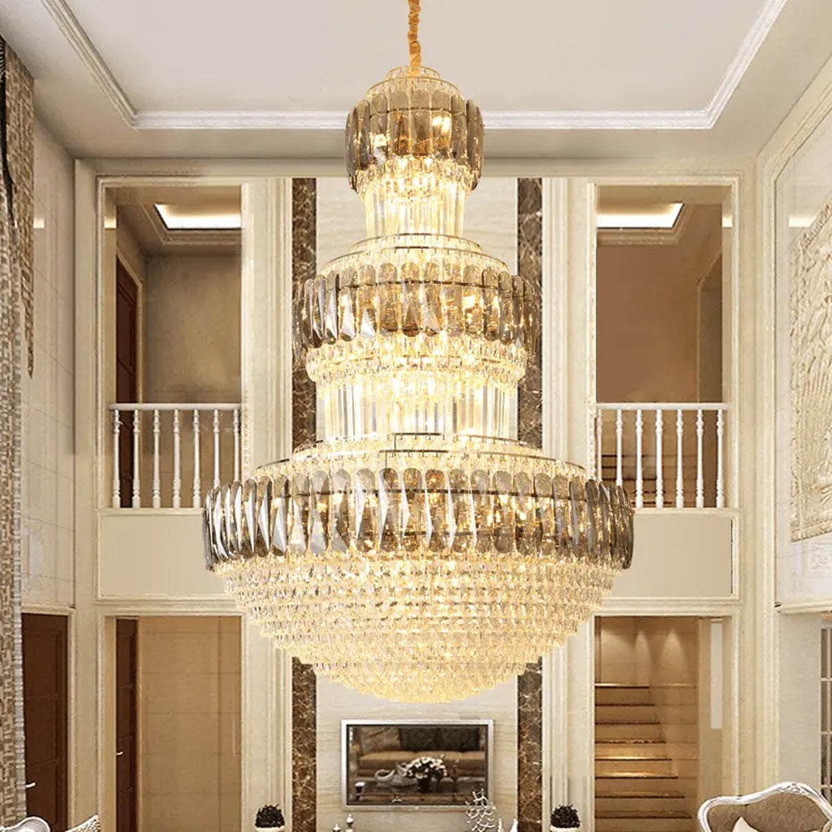 AM0625 — Light Luxury Round Crystal Chandelier for Living Rooms