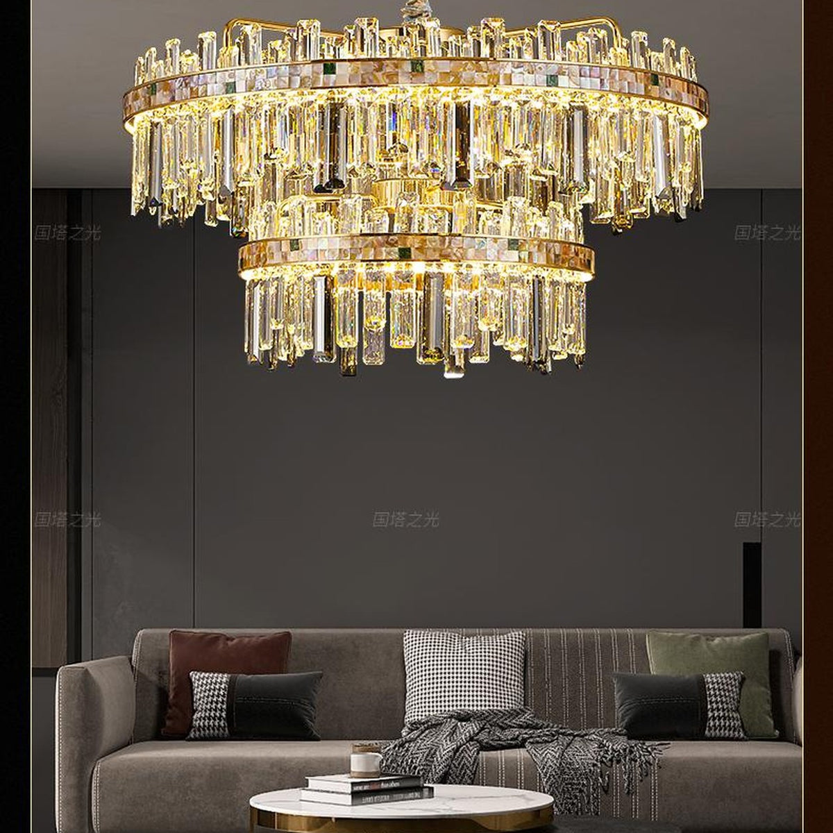 AM0567 — Light Luxury Shell Imported K9 Crystal Chandelier for Living Rooms